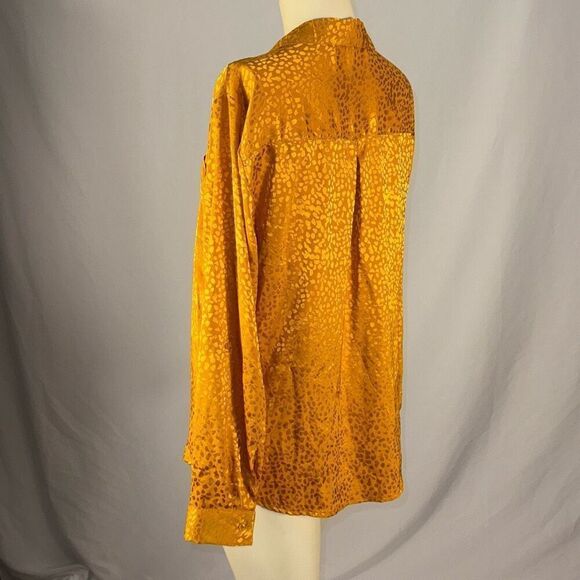 Candie’s Gold Satin Button Down Long Sleeve Blouse Size Large - Picture 8 of 12